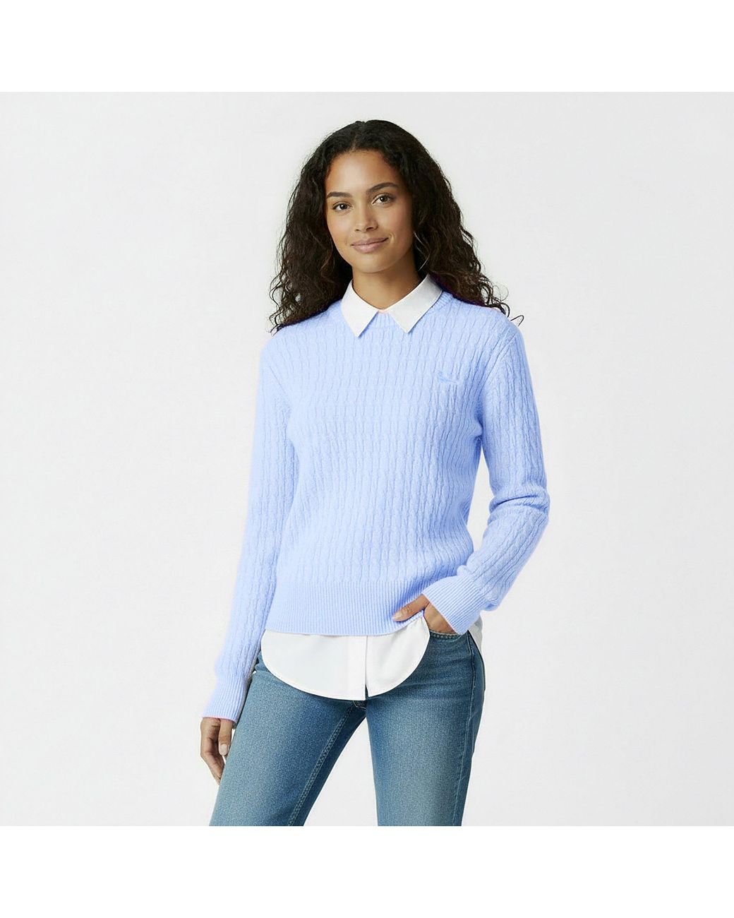 Jack Wills Blue Jack Tinsbury Merino Wool Blend Cable Knitted Jumper