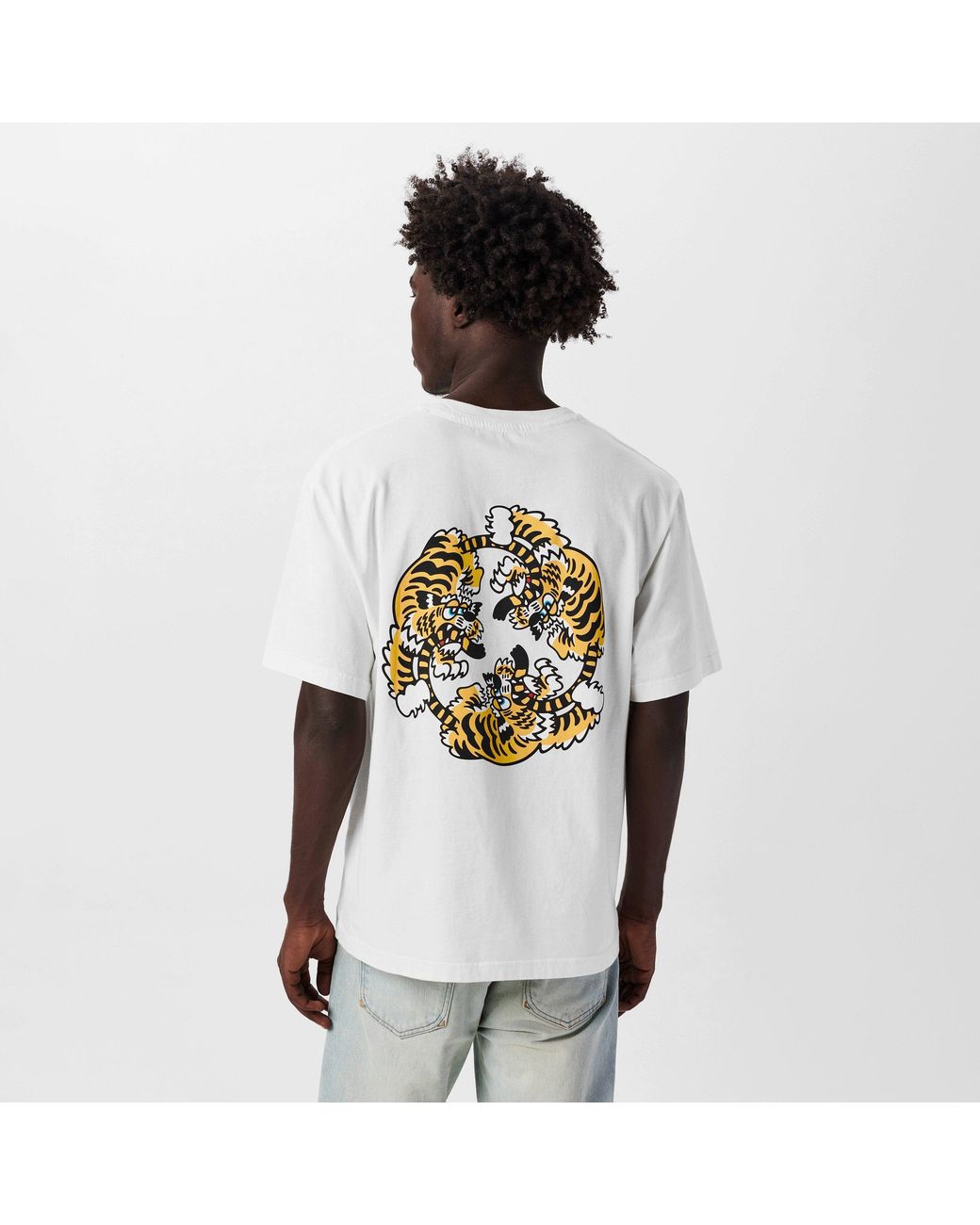 KENZO Gray Tiger Embroidered T-Shirt for men