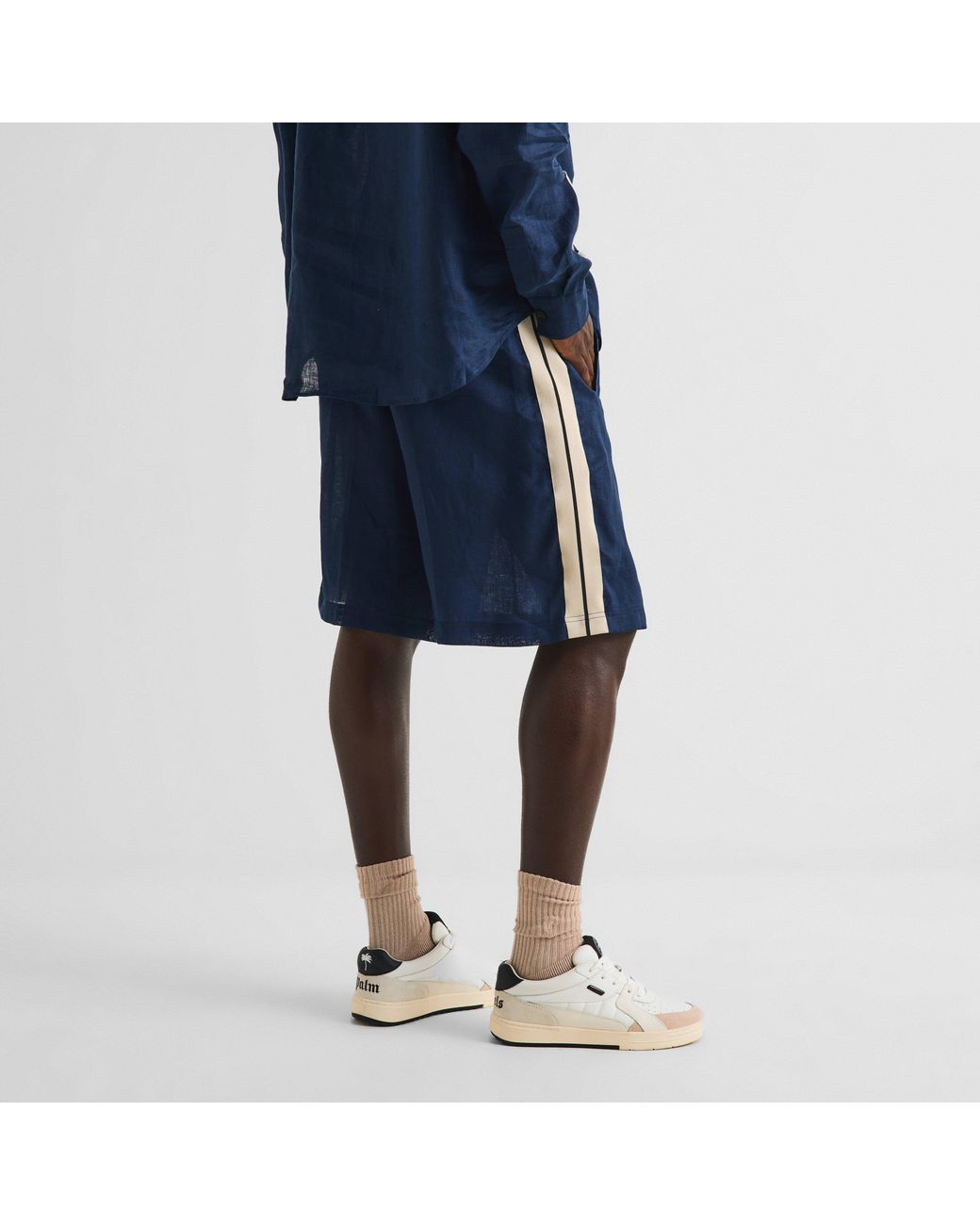 Palm Angels Blue Woven Tracksuit Shorts for men