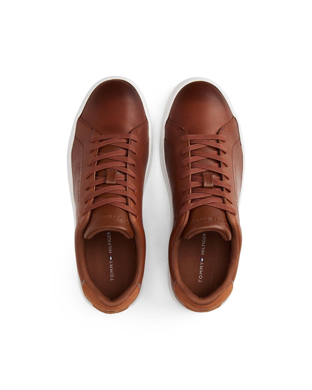 Tommy Hilfiger Brown Court Leather Low Top Trainers for men