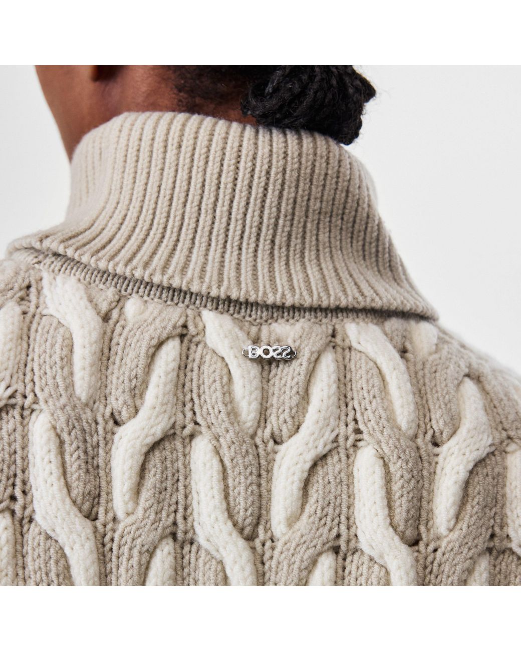 Boss Gray Ferdolia Knitted Crew Neck Jumper