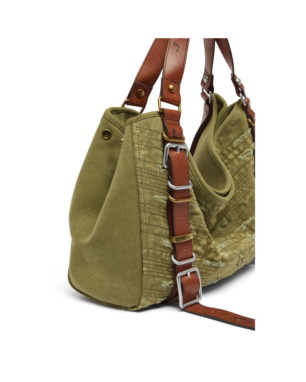DIESEL Green Knot-D Tophandle M Leather Top-Handle Bag