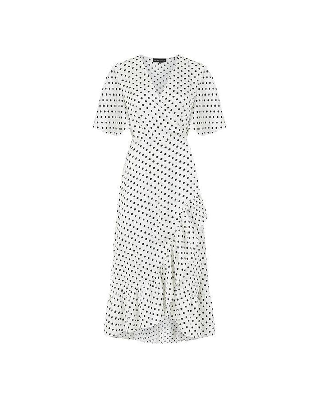 Mela London Polka Dot Wrap Dress in White Lyst UK