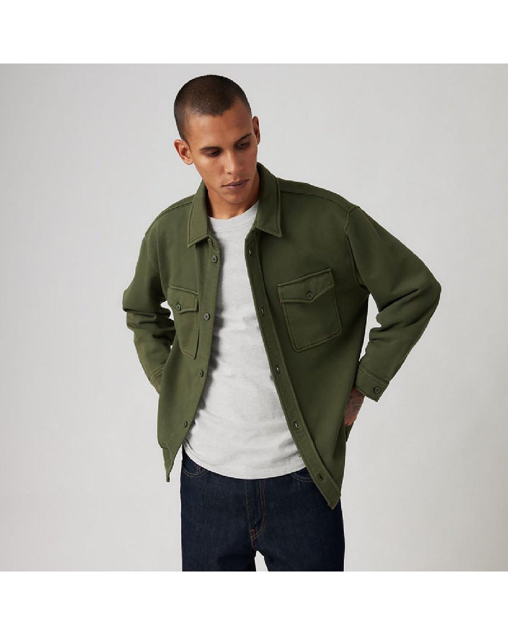 Levi's Green Bayview Soft Worker Cotton Long-Sleeve Overshirt for men