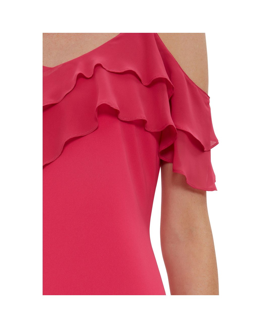 Gina Bacconi Red Blaise With Chiffon Frills Maxi Dress