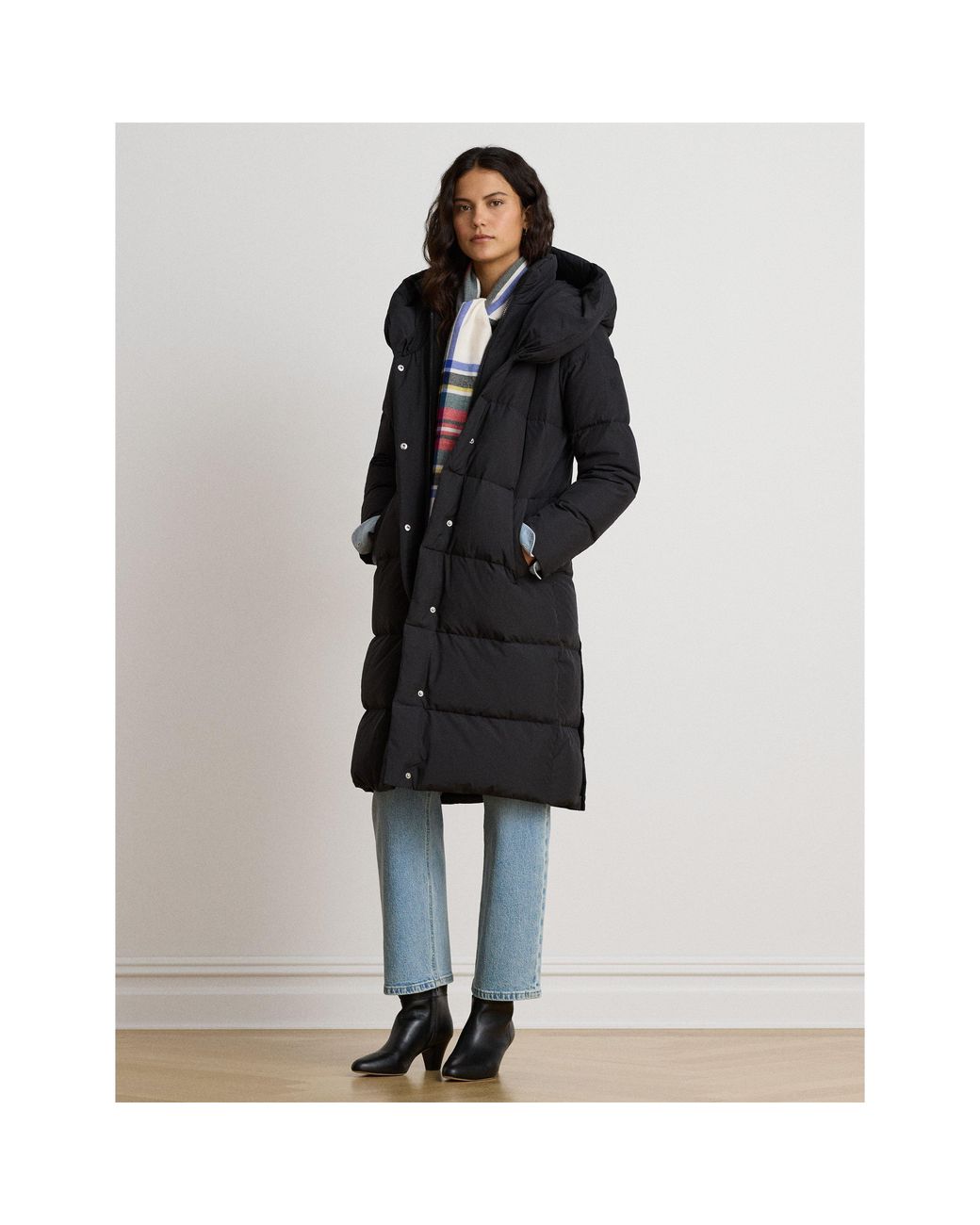 Ralph Lauren Black Vesty Longline Hooded Puffer Jacket