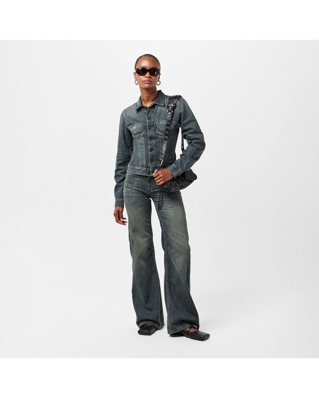Balenciaga Blue Bal Corseted Denim Jacket