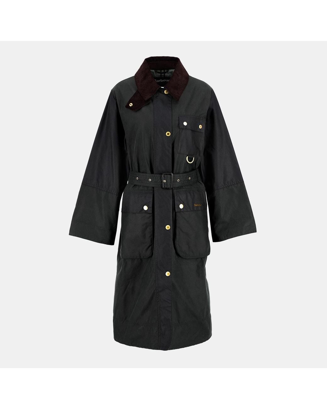 Barbour Black Milda Waxed Trench Belted Wax Jacket