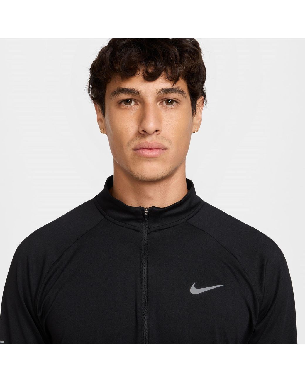 Nike Black Stride Dri-Fit 1/4-Zip Running Top for men