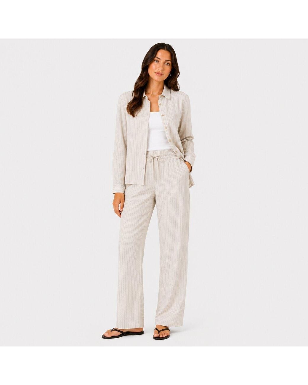 I Saw It First White Striped Straight Leg Trousers
