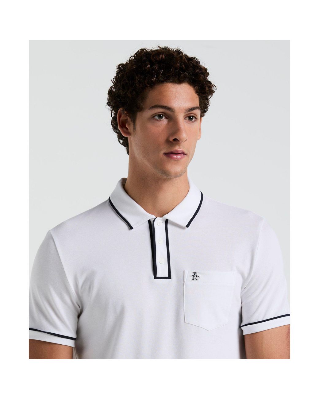Original Penguin White Tailored Fit Short Sleeve Polo Shirt for men
