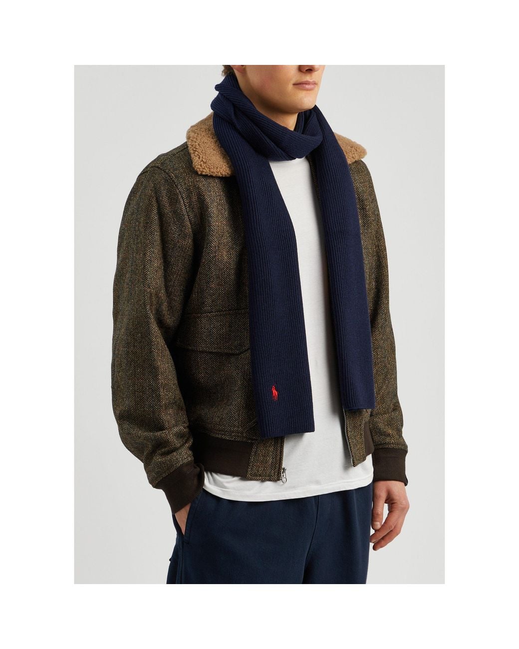 Polo Ralph Lauren Blue Prl Signiture Pony Wool Scarf for men