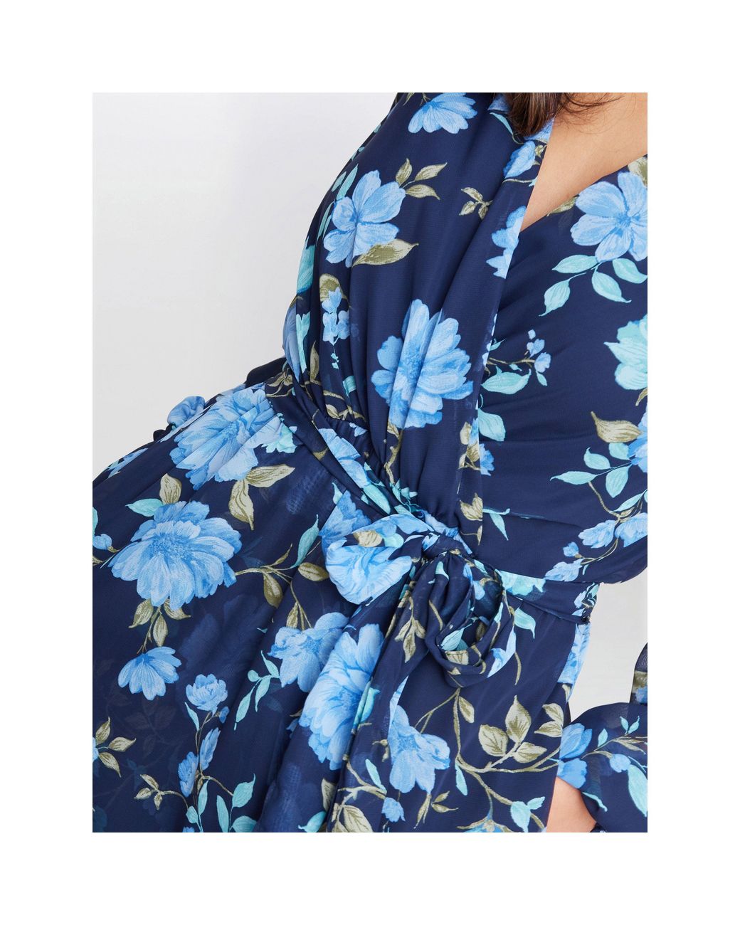 Gina Bacconi Blue Norma Printed Maxi With Tulip Overlay