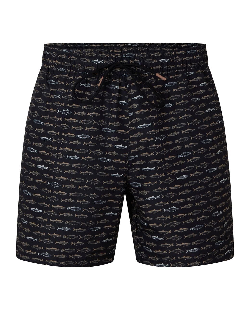 Boss Black Patterned Streamlined Swim Shorts for men