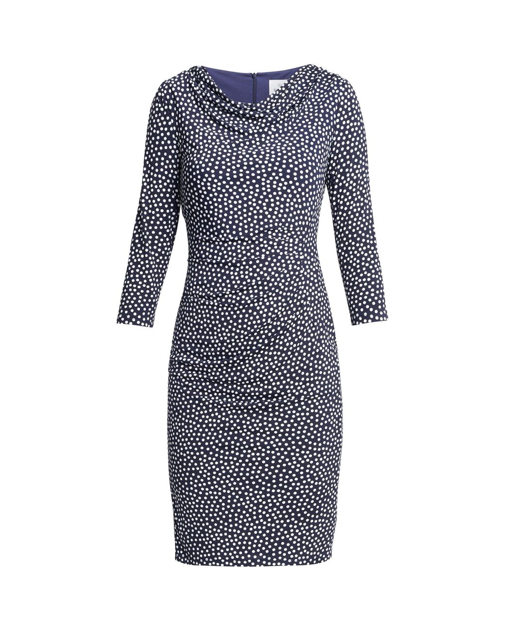 Gina Bacconi Blue Bailey Printed Jersey Cowl Neck Dress