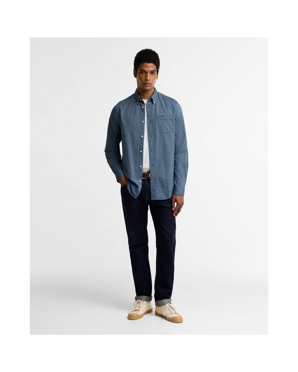 Barbour Blue Marsden Cotton Long-Sleeve Tailored-Fit Oxford Shirt for men