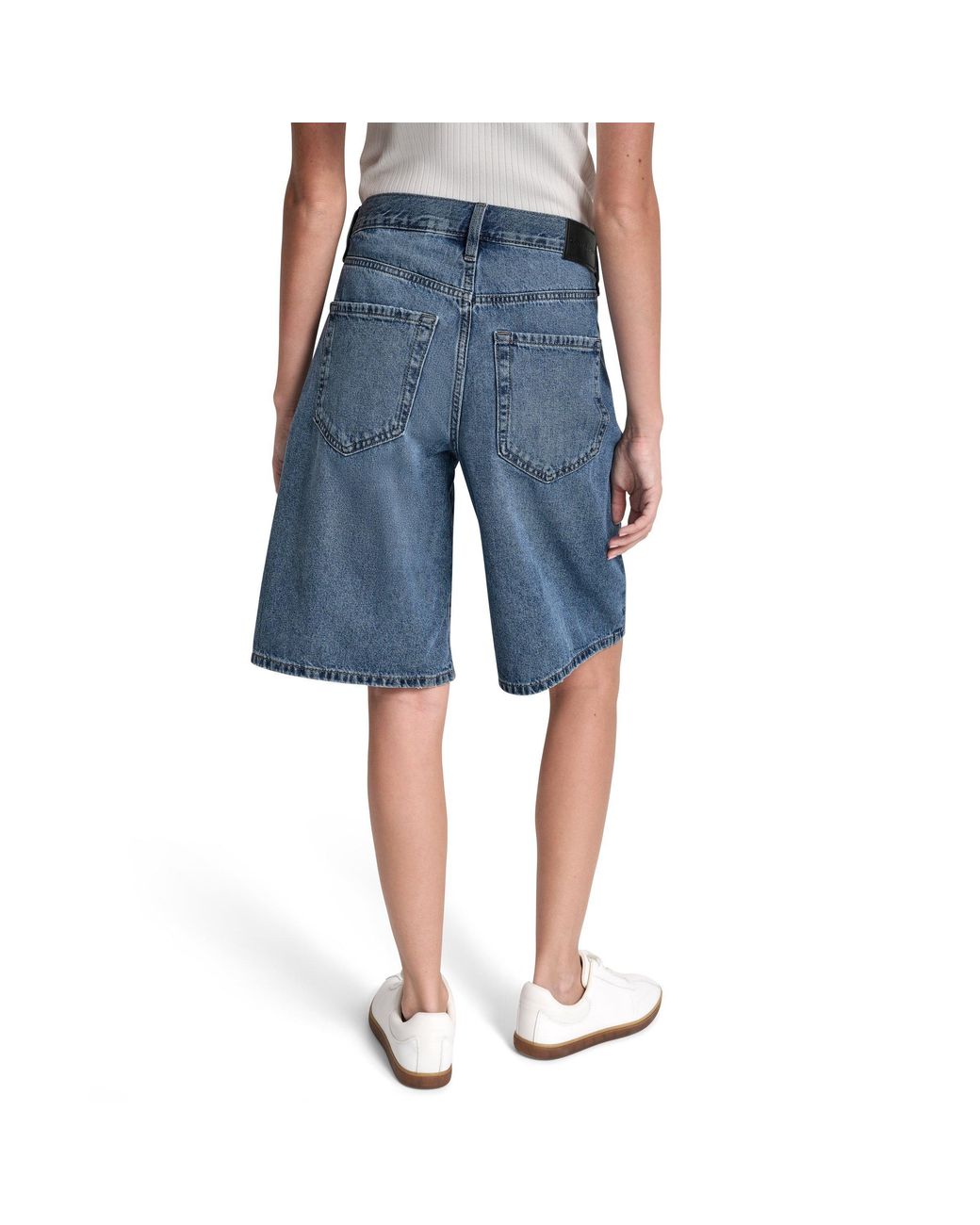 DKNY Blue Jeans Mid Rise Relaxed Bermuda Denim Short