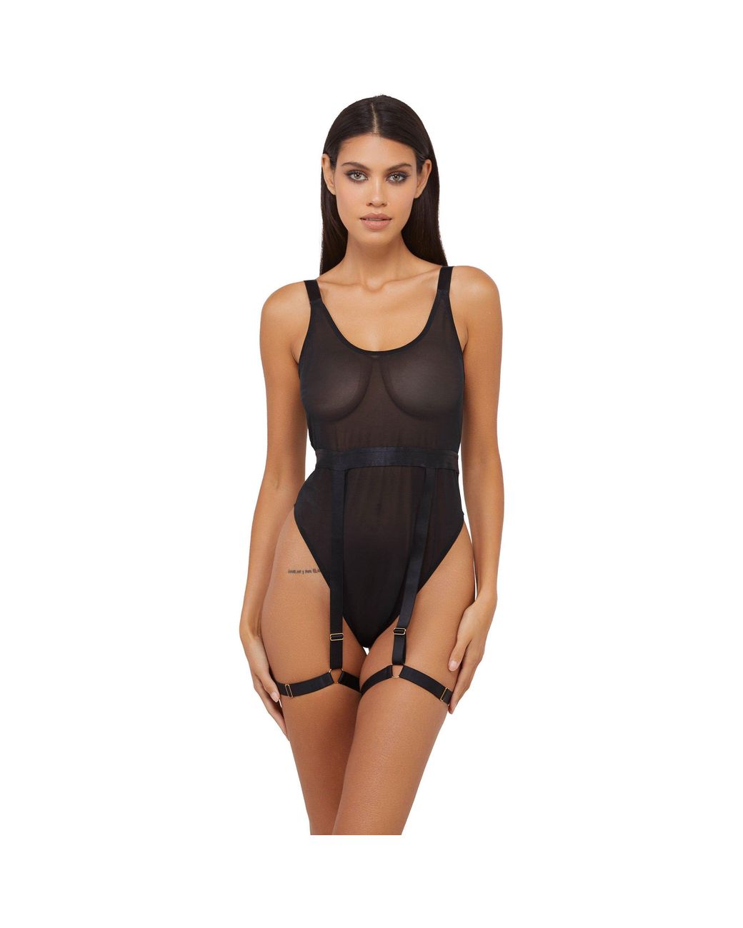Wolf & Whistle Black Dolly Thick Strap Bodysuit