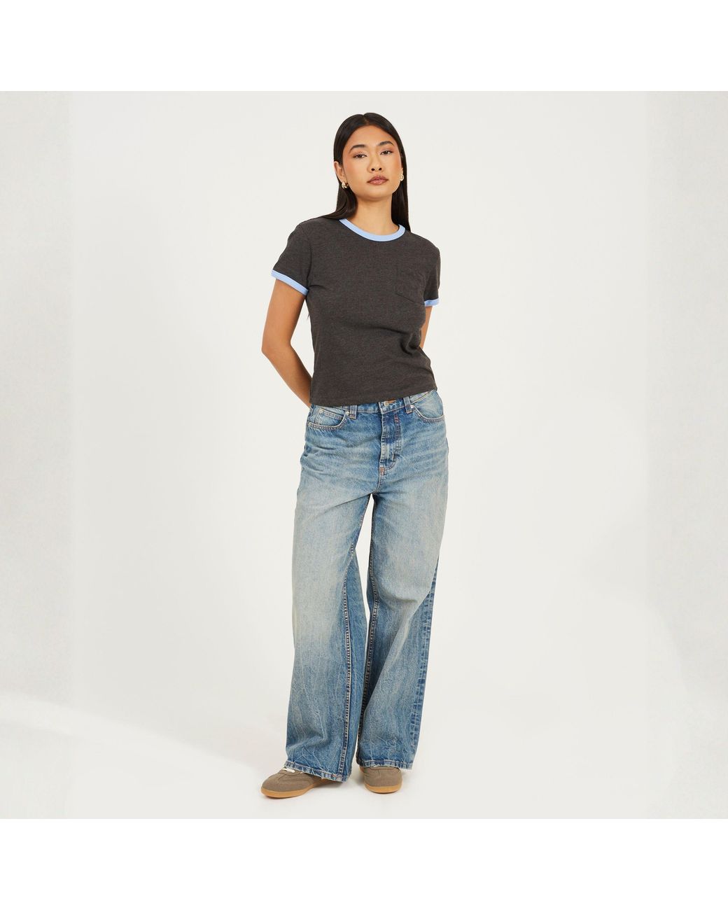 Brave Soul Black Short Sleeve Chest Pocket T-Shit With Contrast Neck And Sleeve Rib