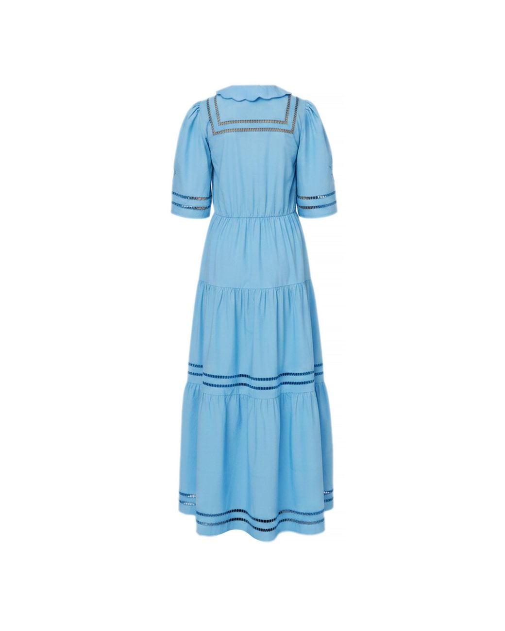 Stella Nova Blue Maxi Dress With Short Sleeves And Artworks