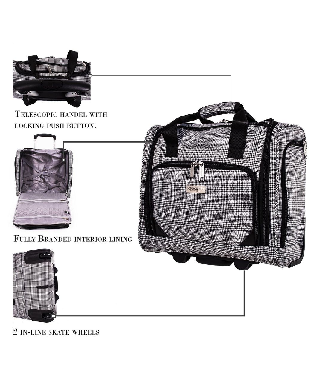 London Fog White The Newbury Soft Shell Hold Luggage And Cabin Case