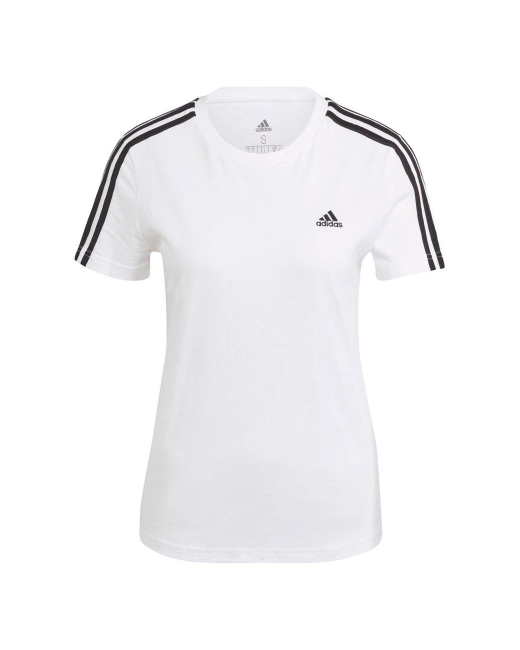 Adidas White Essentials Slim 3-Stripes T-Shirt
