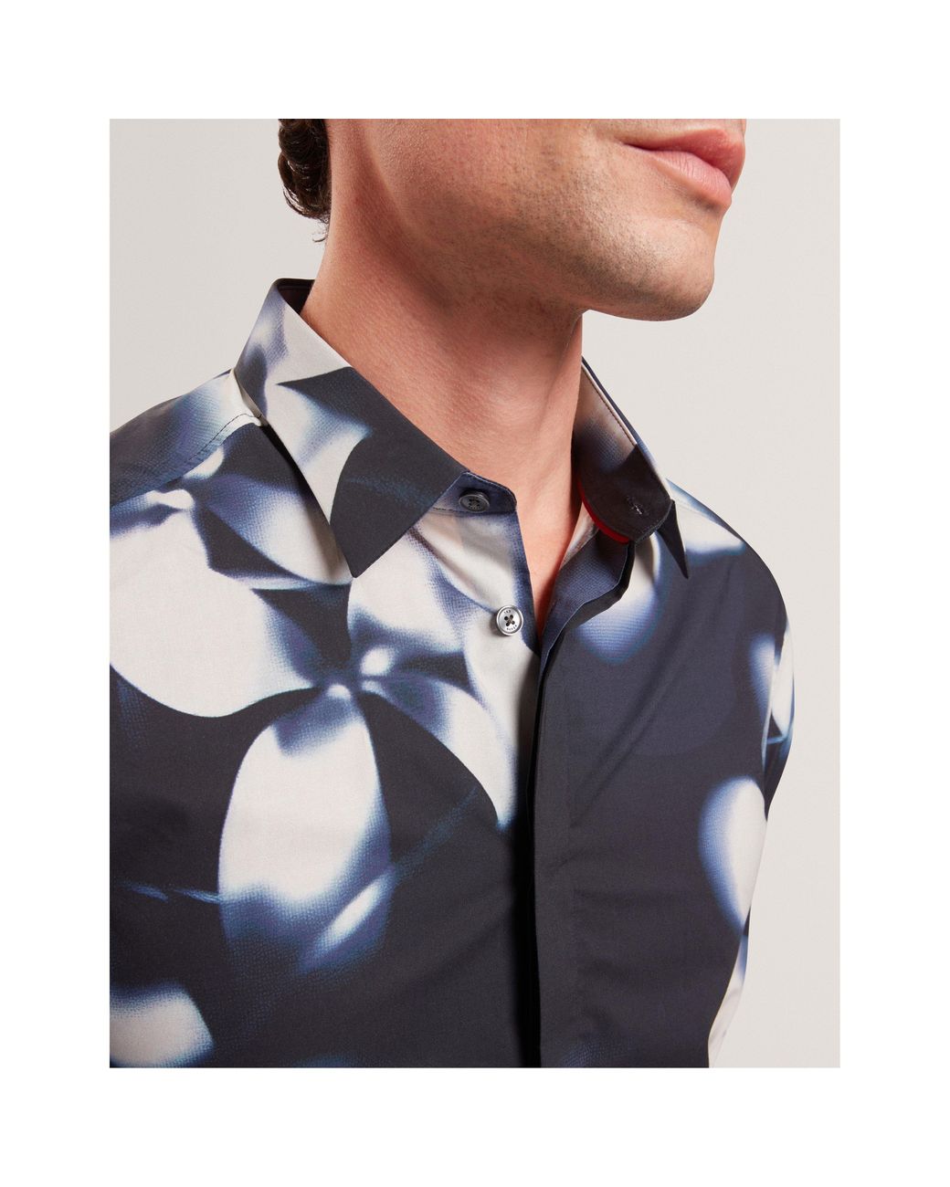 Ted Baker Blue Long Sleeve Floral Patterned Shirt for men