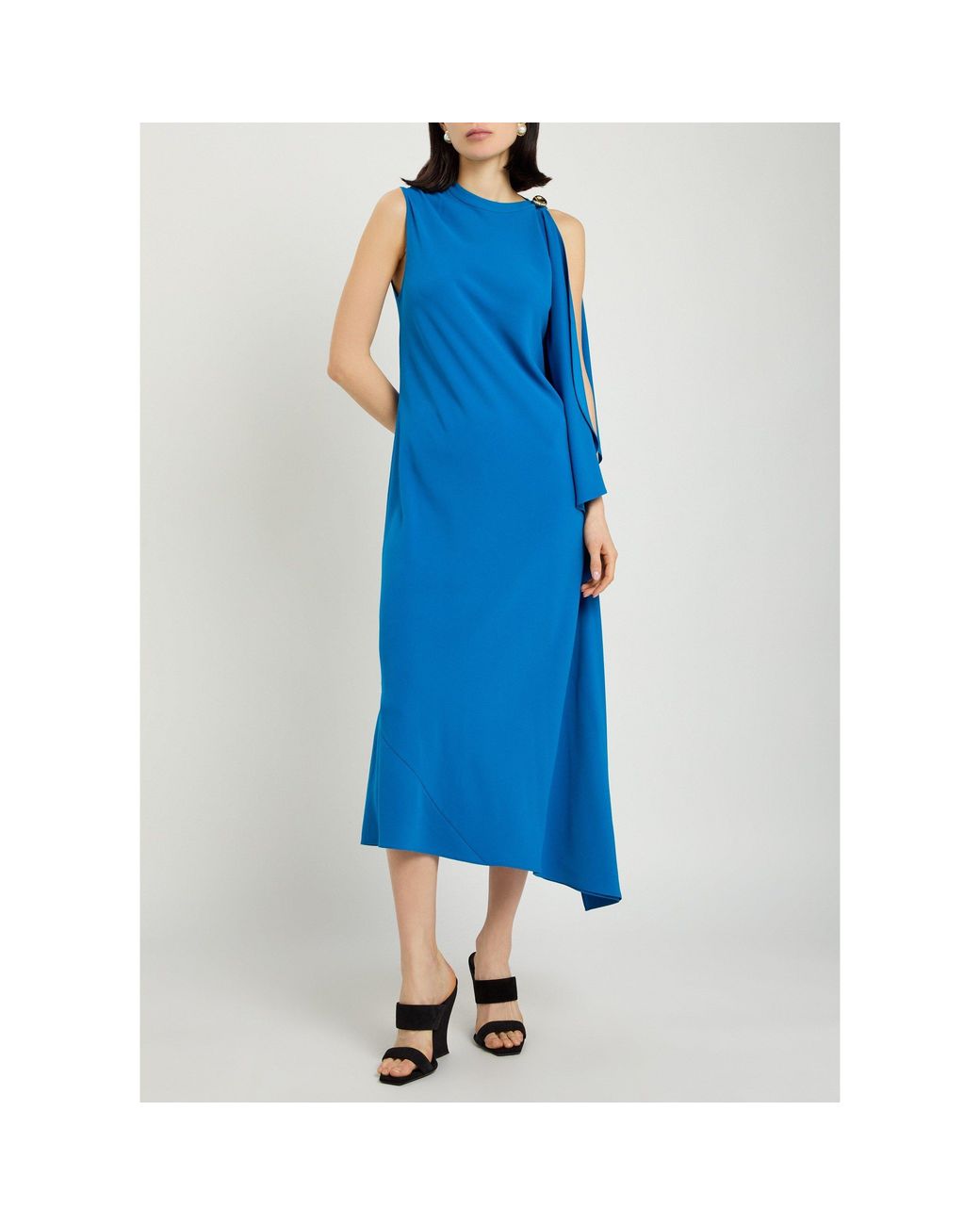 Joseph Blue Ld Aly Slvls Side Drape Dress