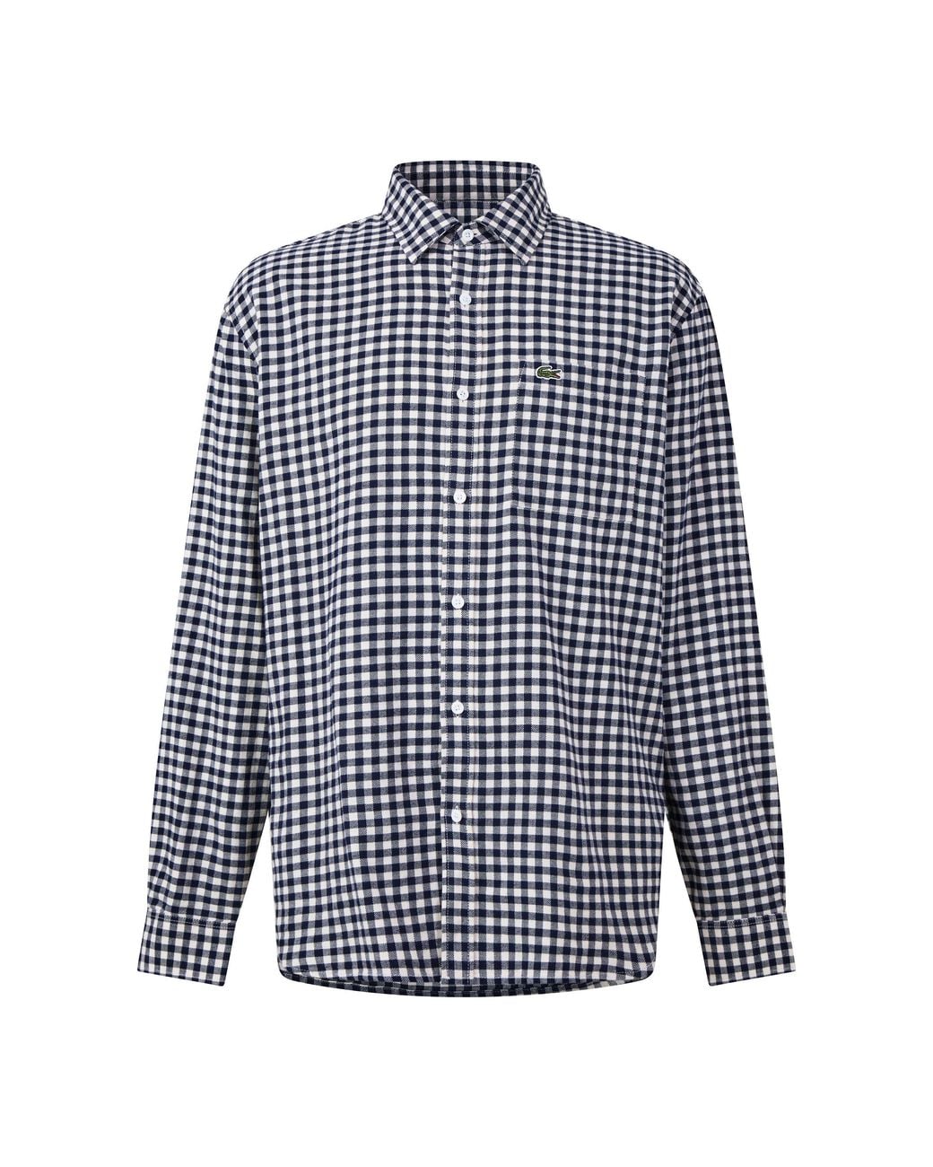Lacoste Blue Check Cotton Long-Sleeve Shirt for men