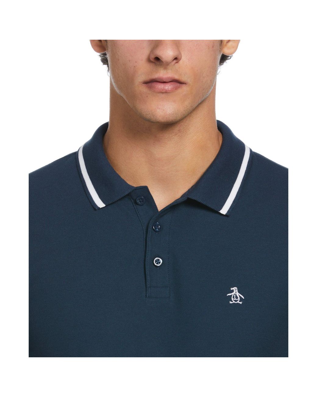 Original Penguin Blue Con Tip Polo for men