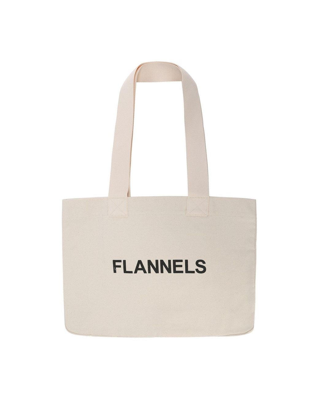 Flannels White Canvas Logo Tote Bag