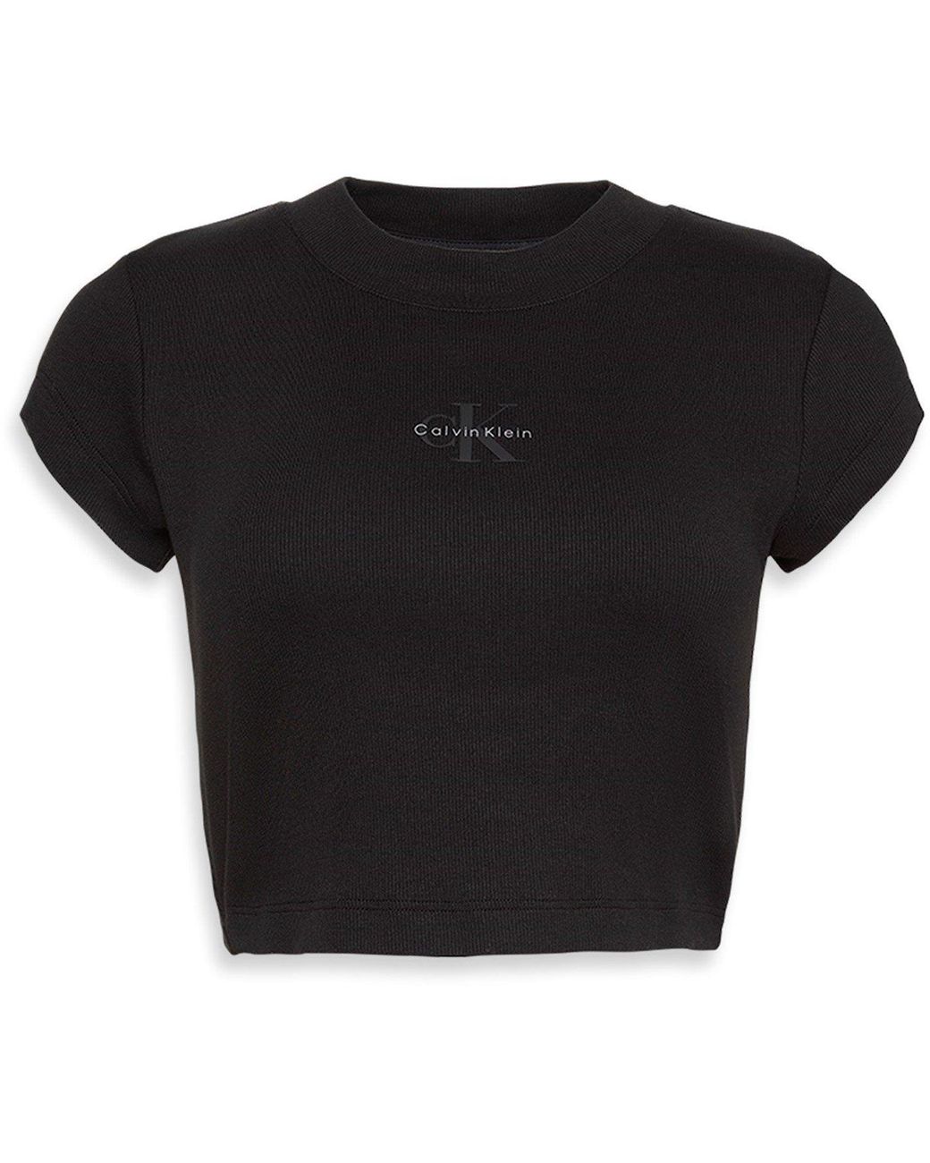 Calvin Klein Black Ckj Mono Baby T Crop Top