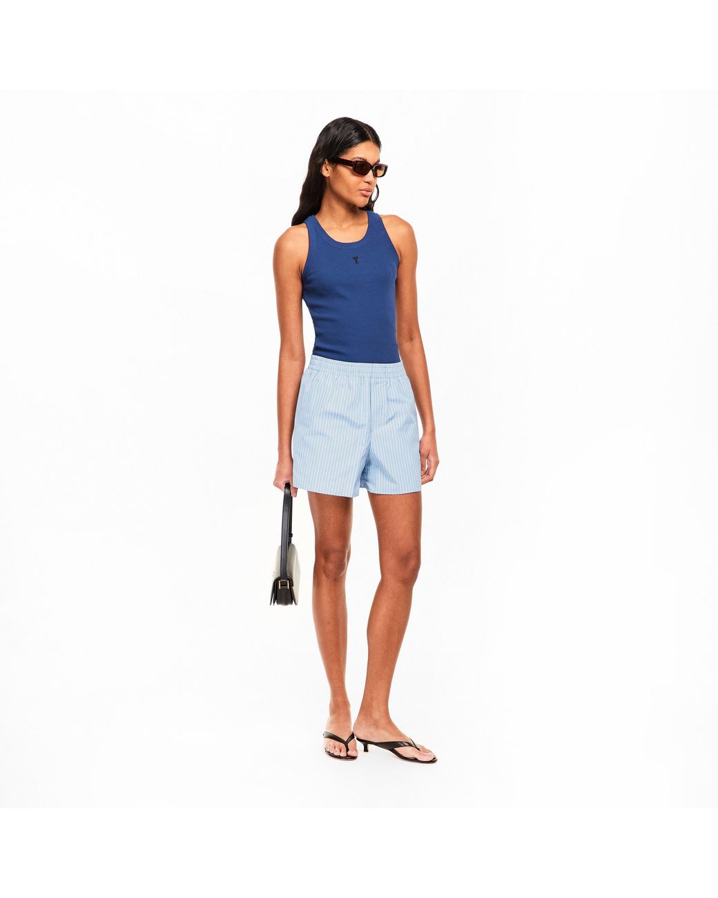 AMI Blue Ami Stripe Short Ld61