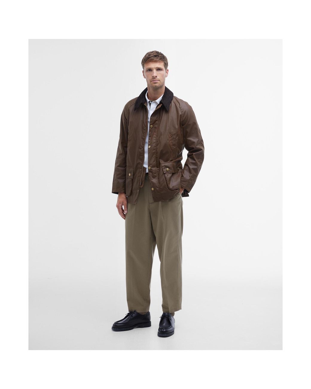 Barbour Brown Ashby Water Resistant Windproof Long Sleeve Wax Jacket for men