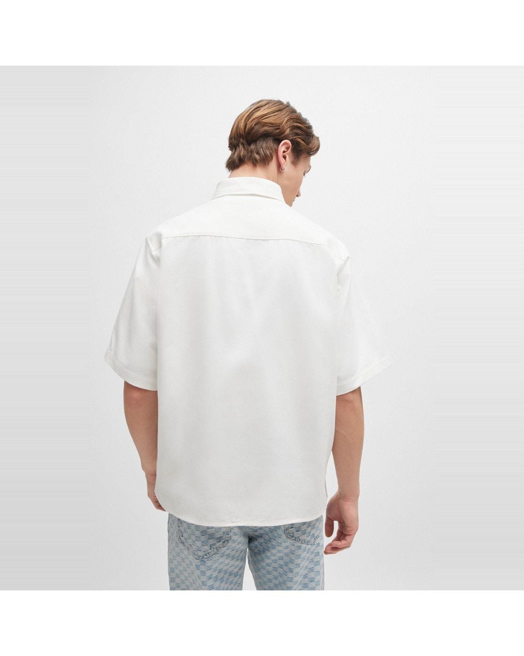 HUGO White Oversized-Fit Shirt for men