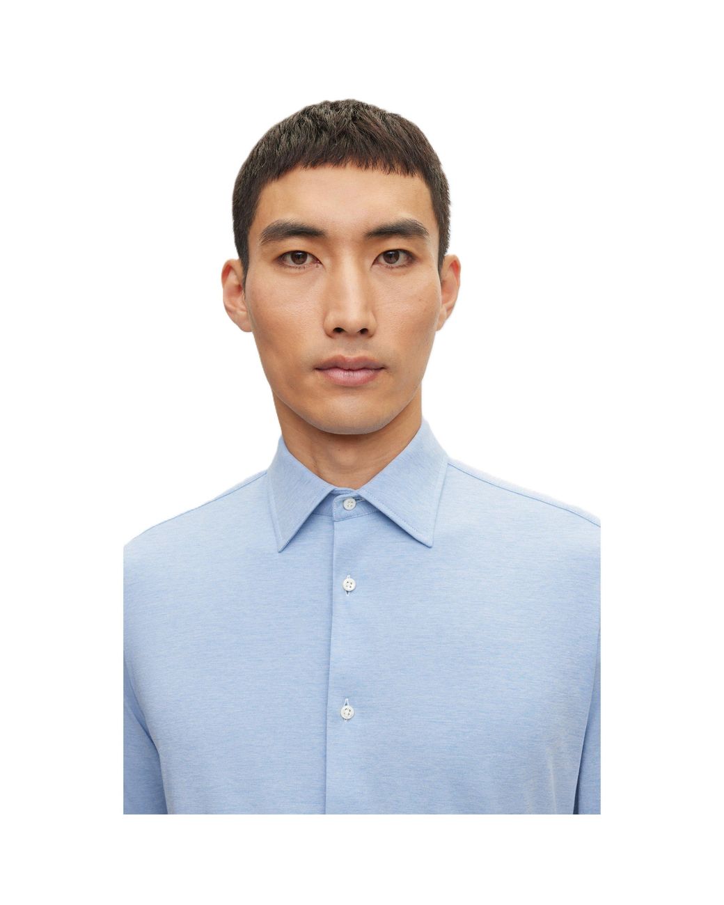 Boss Blue Plain Long-Sleeve Shirt for men