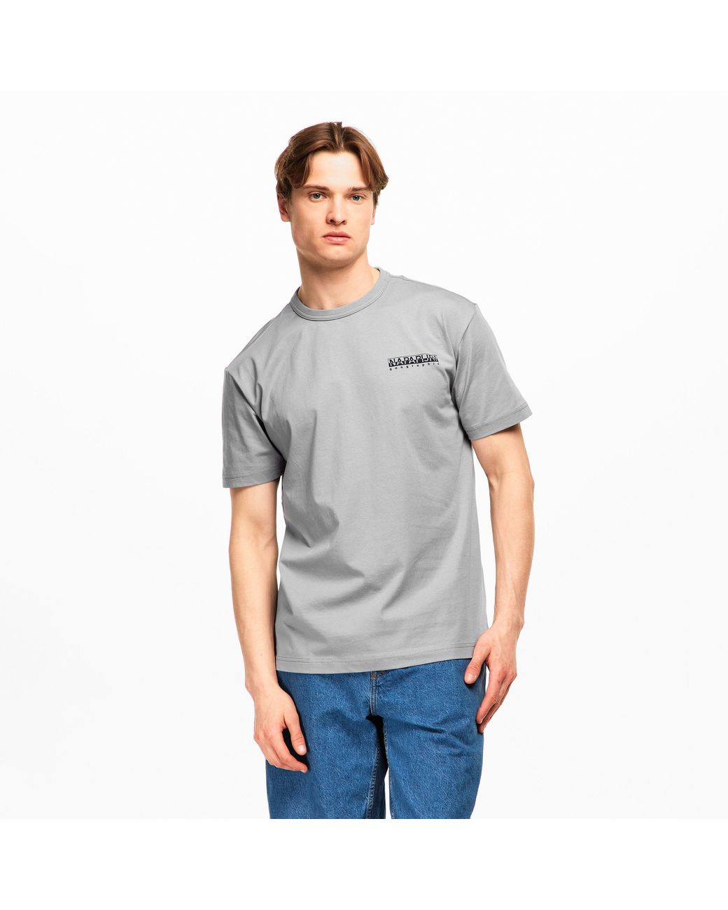 Napapijri Gray Graphic T-Shirt for men