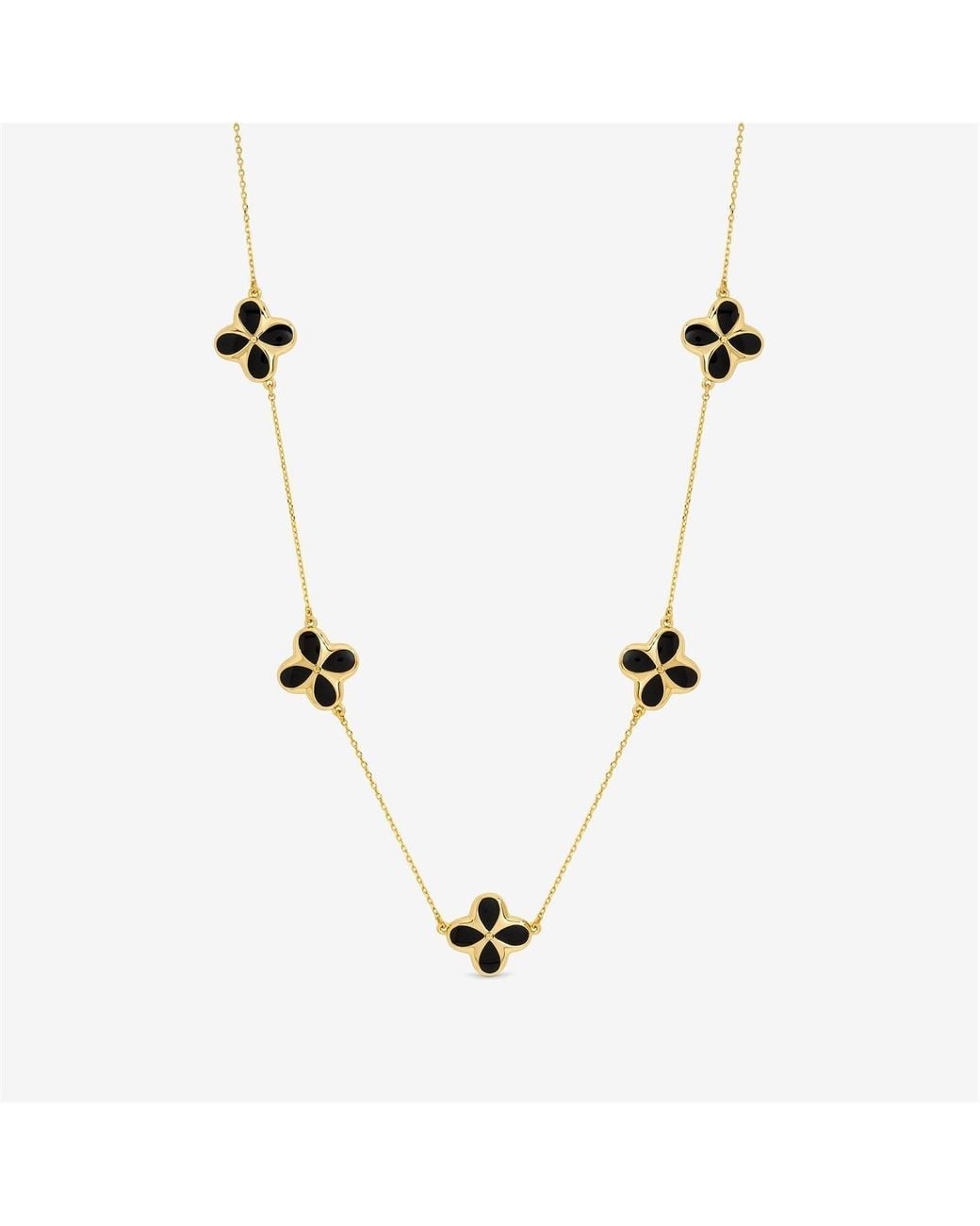 Inicio Metallic 14K Plated Jet Clover Necklace