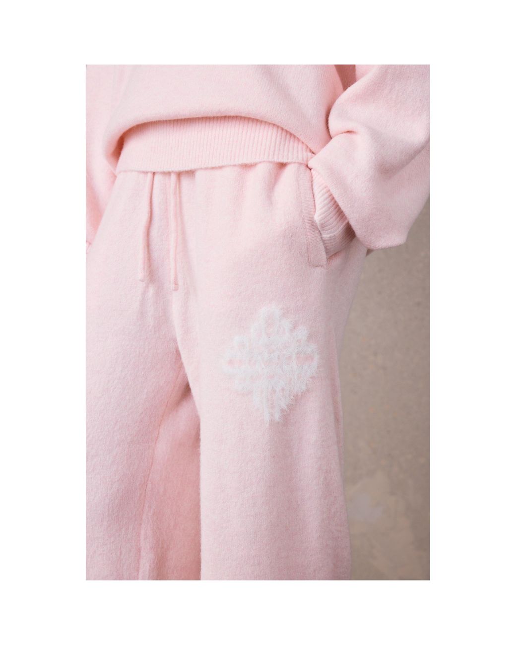 The Couture Club Pink Fluffy Wool Chunky Knit Trousers