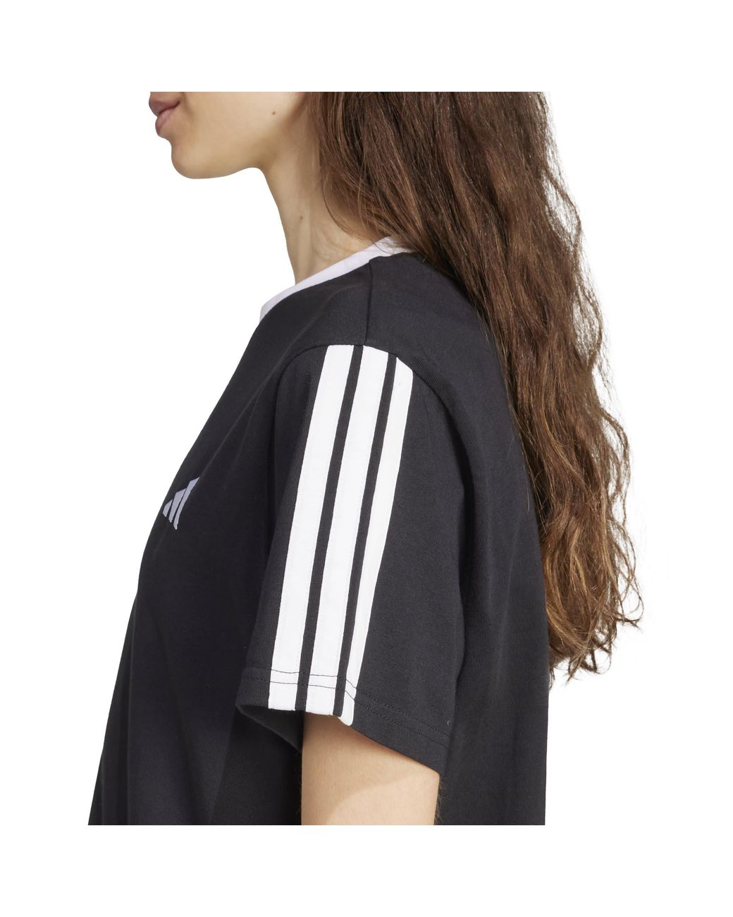 Adidas Black Essentials 3 Stripe T-Shirt