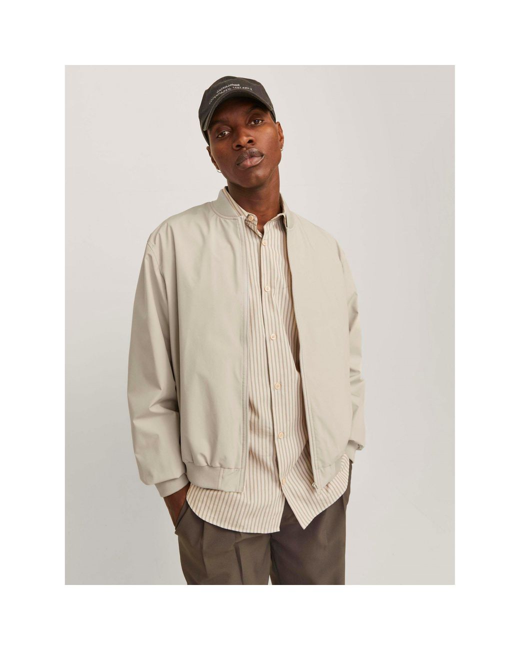 Jack & Jones White Charge Bomber Jacket for men