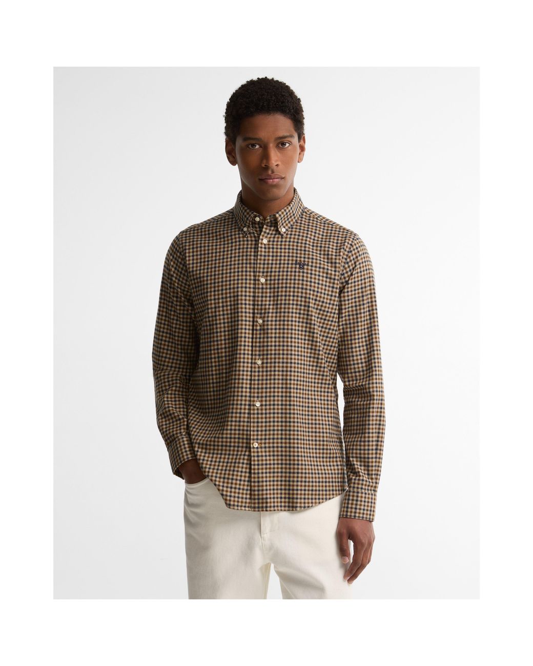 Barbour Green Finkle Gingham Cotton Long-Sleeve Tailored-Fit Shirt for men