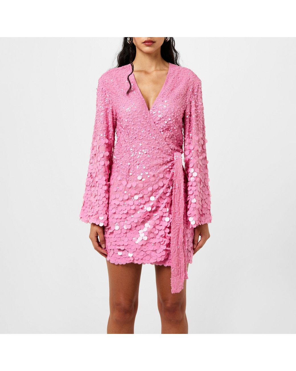 Pretty Lavish Pink Provence Wrap Sequin Dress