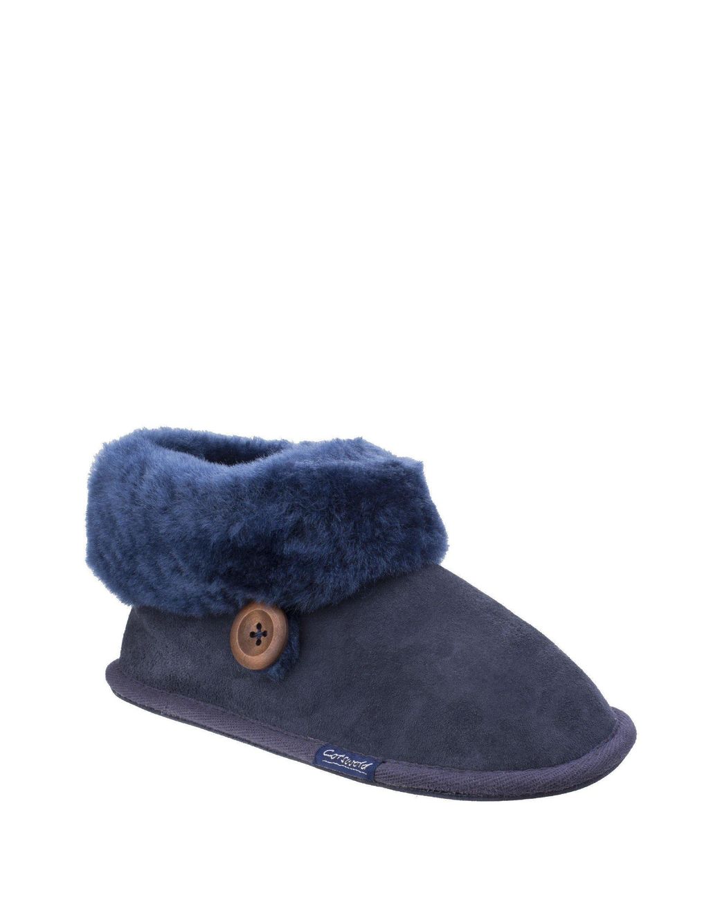 Cotswold Blue Wotton Sheepskin Suede Slippers