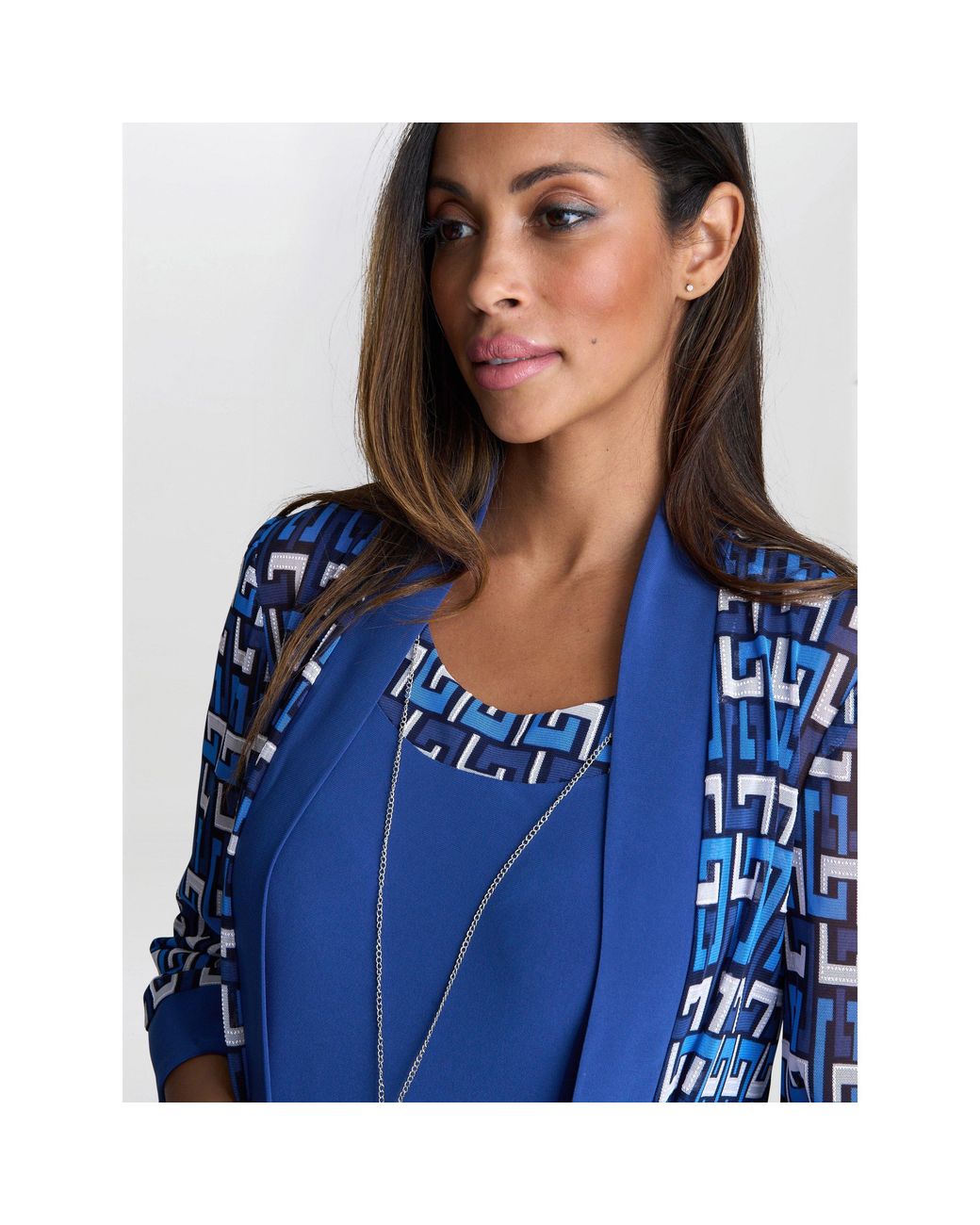 Gina Bacconi Blue Sofia Print Dress And Jacket