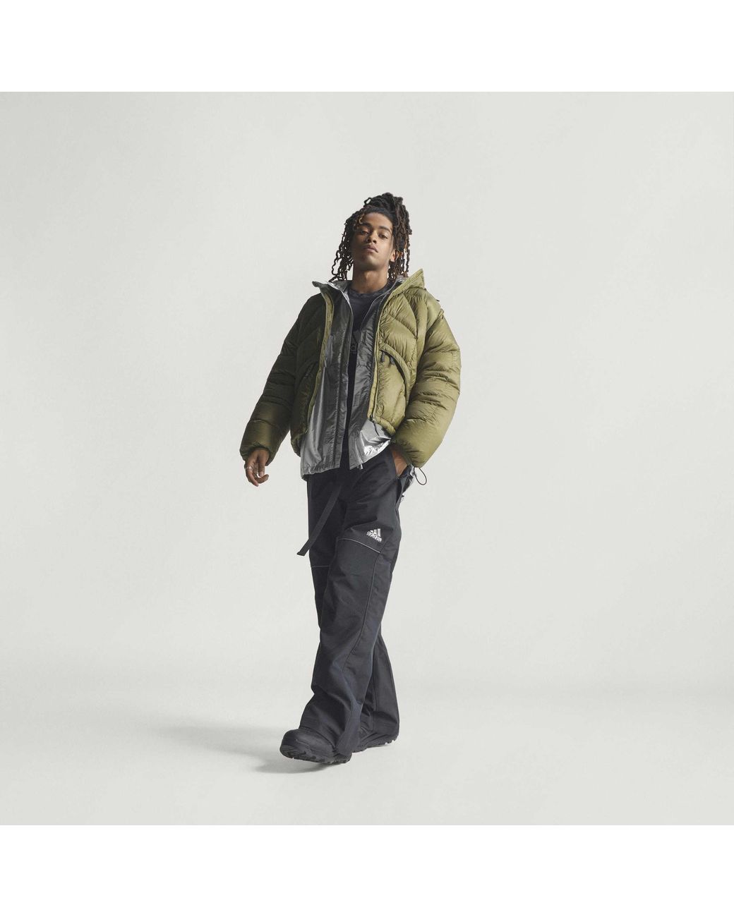 Adidas Green Eqt Full-Zip Hooded Short Puffer Jacket for men