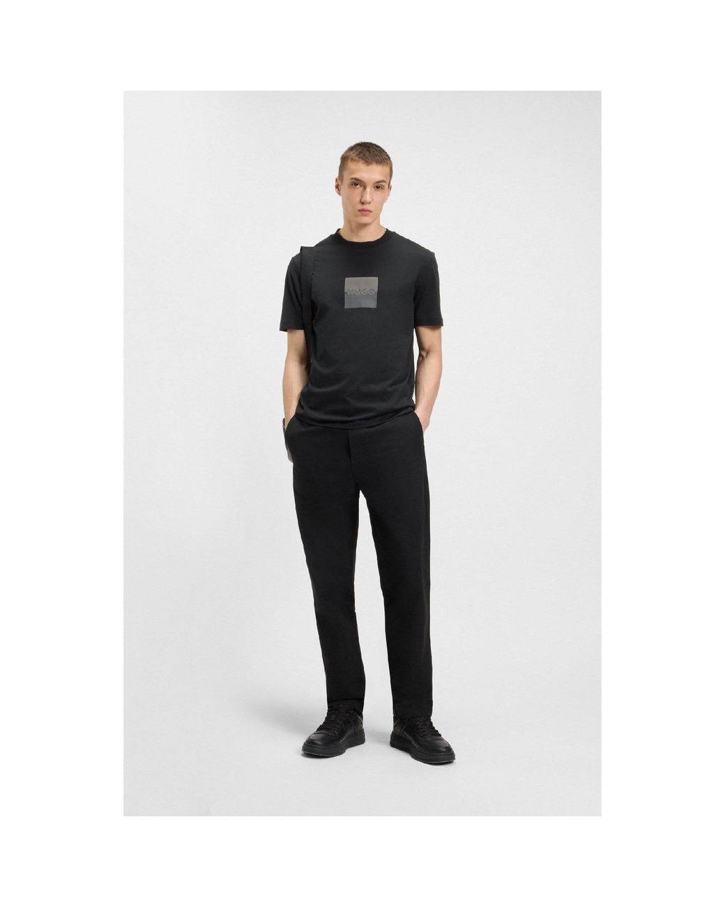 HUGO Black Dusplit Split Logo T-Shirt for men