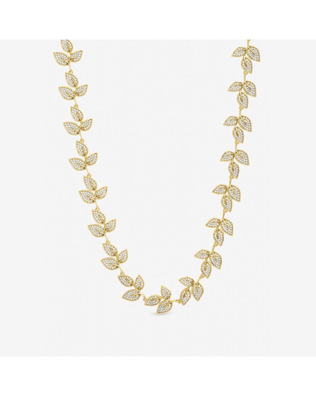 Jon Richard Metallic Plated And Cubic Zirconia Leaf Necklace