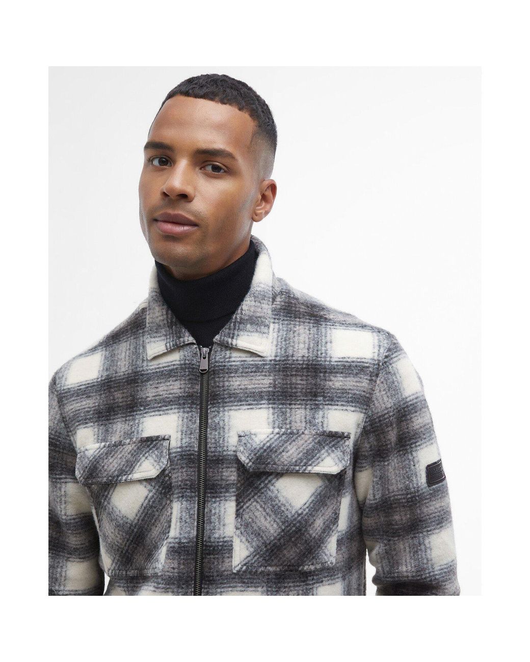 Barbour Gray Clayton Brushed Fleece Overshirt for men