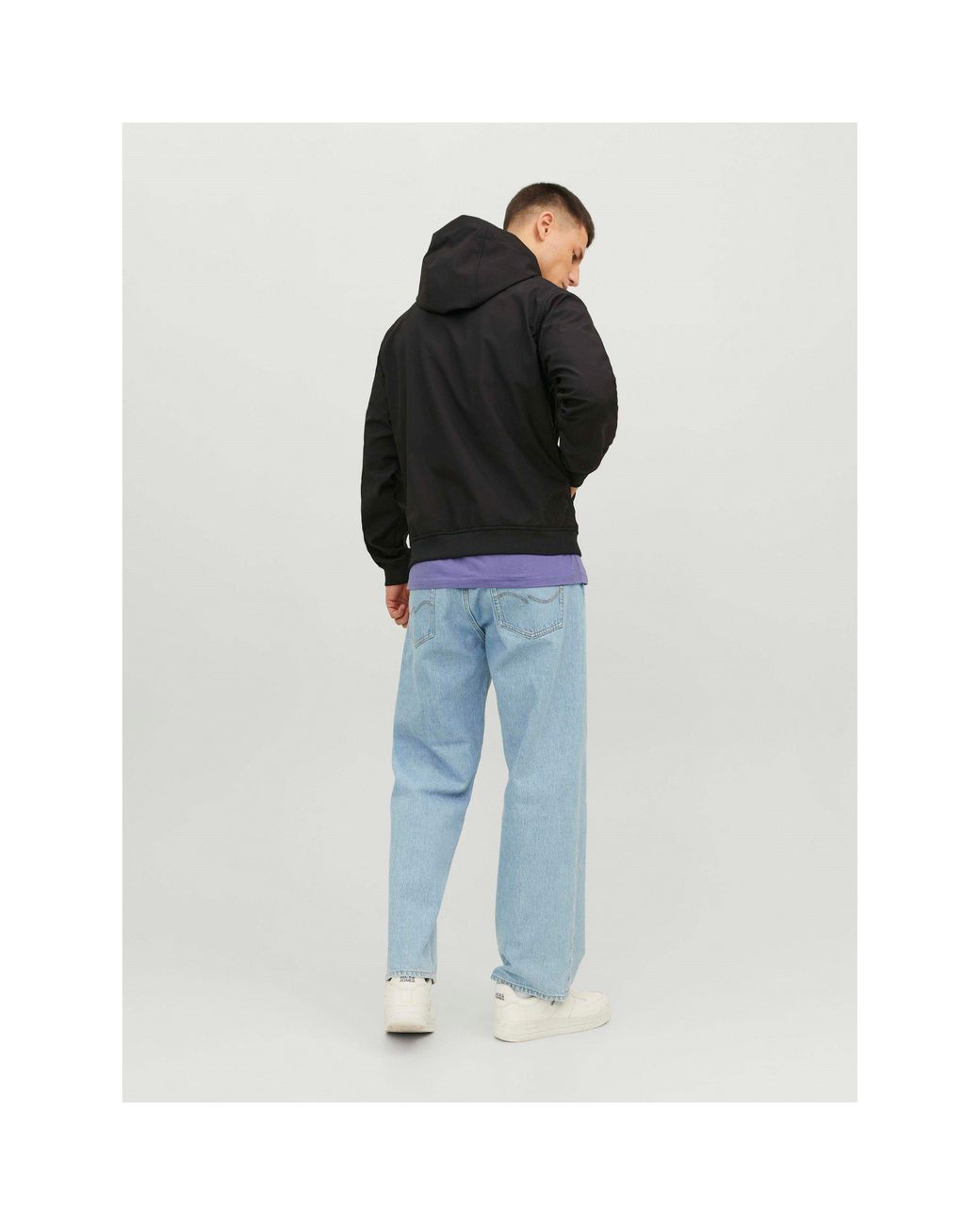 Jack & Jones Black Zipped Hooded Softshell Jacket for men